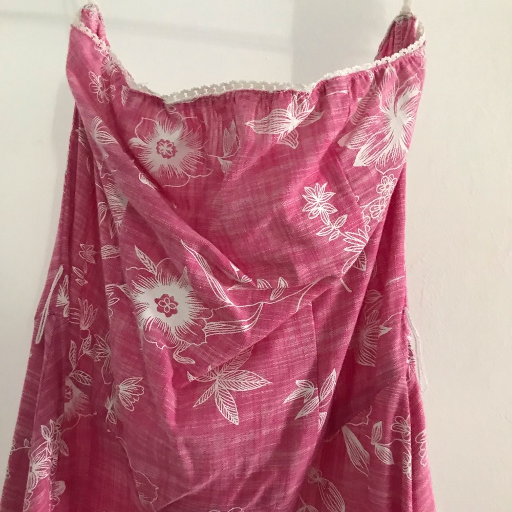 Natali SZ M Pink and White Floral Strapless Dress - gorgeous condition